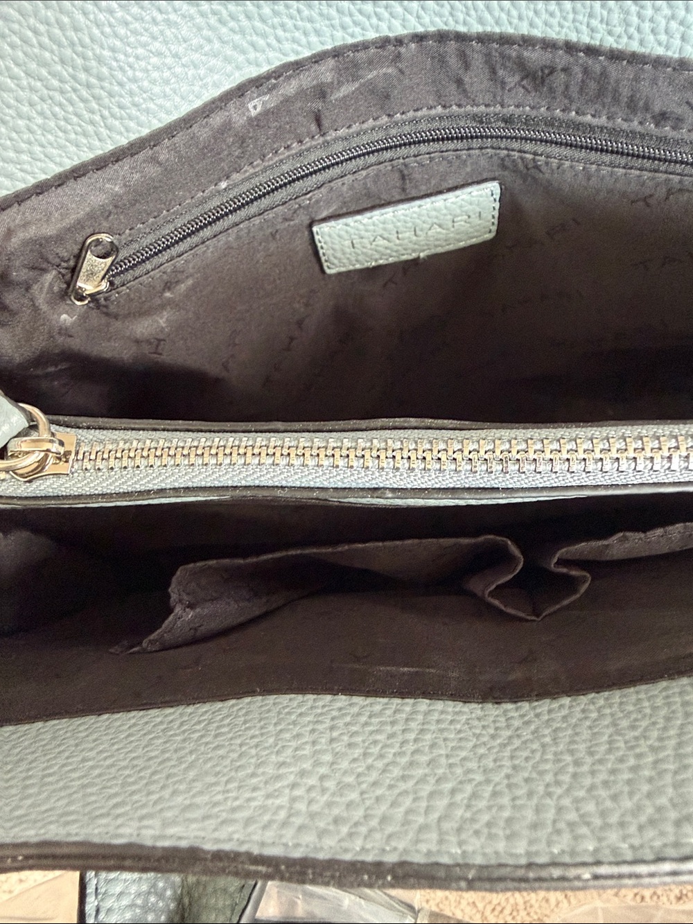 Tahari Light Grey Structured Tote Shoulder Bag NWT - Picture 3 of 8